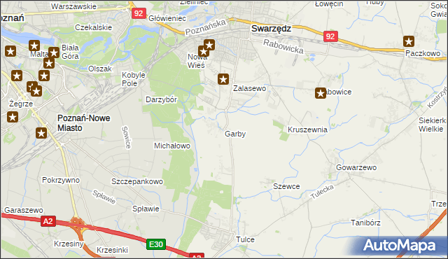 mapa Garby gmina Swarzędz, Garby gmina Swarzędz na mapie Targeo