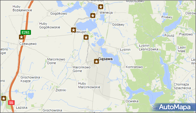 mapa Gąsawa, Gąsawa na mapie Targeo