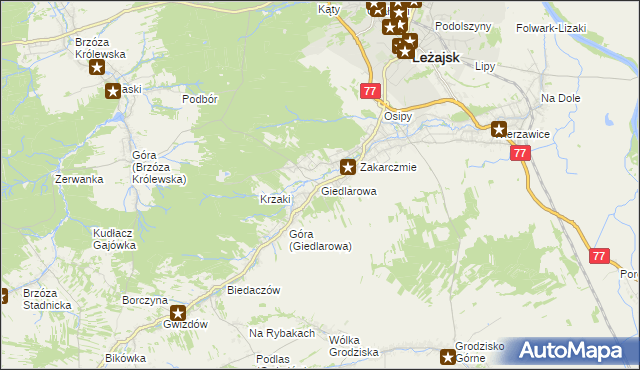mapa Giedlarowa, Giedlarowa na mapie Targeo