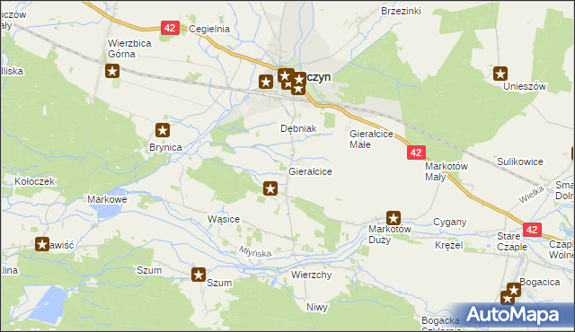 mapa Gierałcice gmina Wołczyn, Gierałcice gmina Wołczyn na mapie Targeo