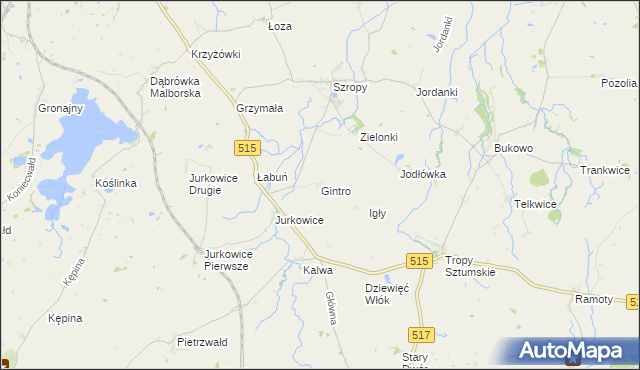 mapa Gintro, Gintro na mapie Targeo