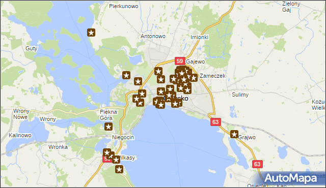 mapa Giżycko, Giżycko na mapie Targeo