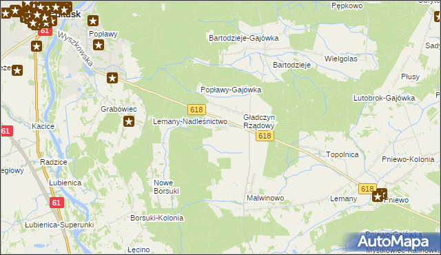 mapa Gładczyn, Gładczyn na mapie Targeo