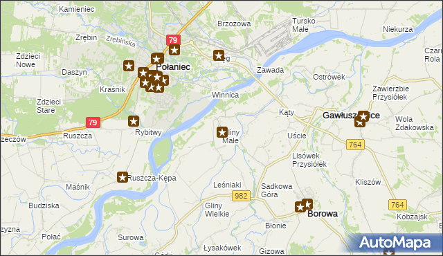 mapa Gliny Małe, Gliny Małe na mapie Targeo