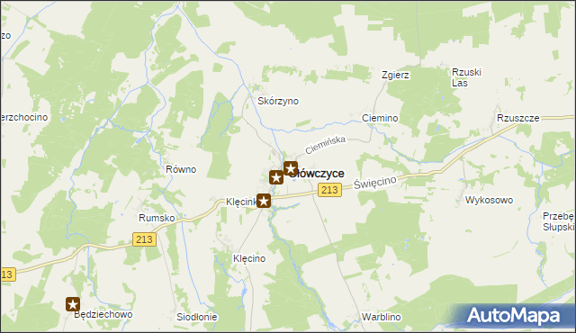 mapa Główczyce powiat słupski, Główczyce powiat słupski na mapie Targeo