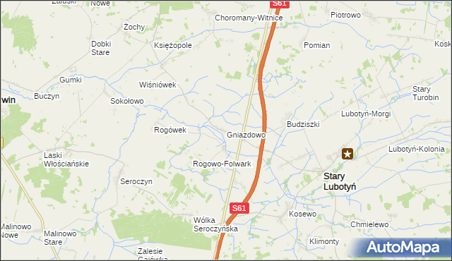 mapa Gniazdowo gmina Stary Lubotyń, Gniazdowo gmina Stary Lubotyń na mapie Targeo