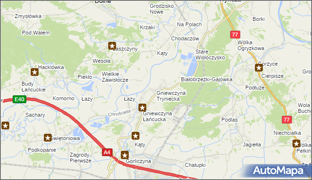 mapa Gniewczyna Tryniecka, Gniewczyna Tryniecka na mapie Targeo