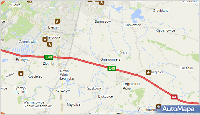 mapa Gniewomierz, Gniewomierz na mapie Targeo