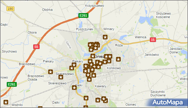mapa Gniezna, Gniezno na mapie Targeo