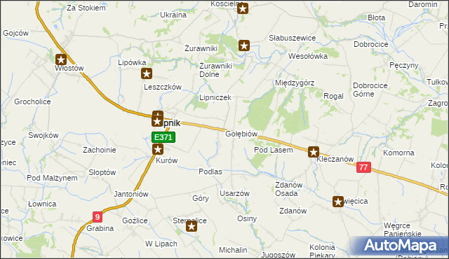 mapa Gołębiów gmina Lipnik, Gołębiów gmina Lipnik na mapie Targeo