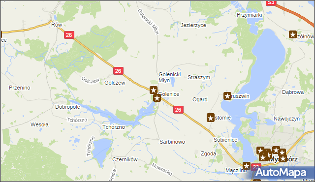 mapa Golenice, Golenice na mapie Targeo