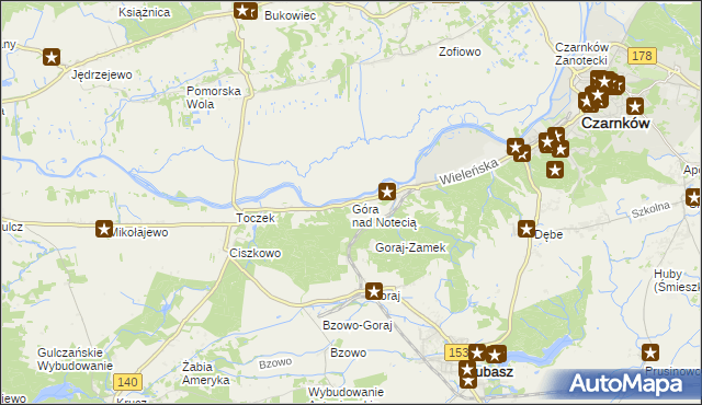 mapa Góra nad Notecią, Góra nad Notecią na mapie Targeo
