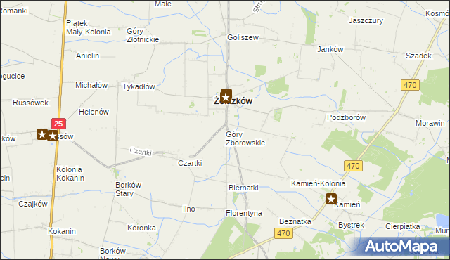 mapa Góry Zborowskie, Góry Zborowskie na mapie Targeo