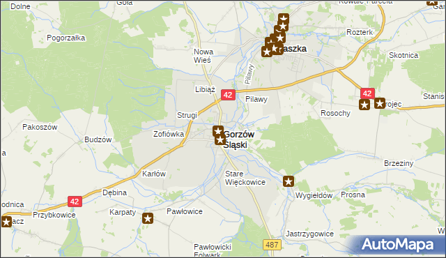 mapa Gorzów Śląski, Gorzów Śląski na mapie Targeo