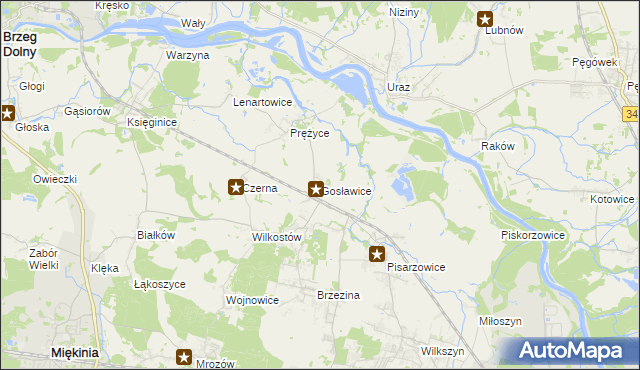 mapa Gosławice gmina Miękinia, Gosławice gmina Miękinia na mapie Targeo