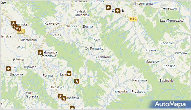 mapa Grabówka gmina Dydnia, Grabówka gmina Dydnia na mapie Targeo