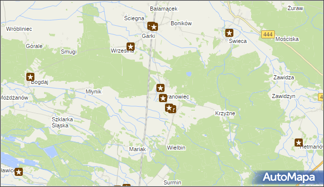 mapa Granowiec, Granowiec na mapie Targeo