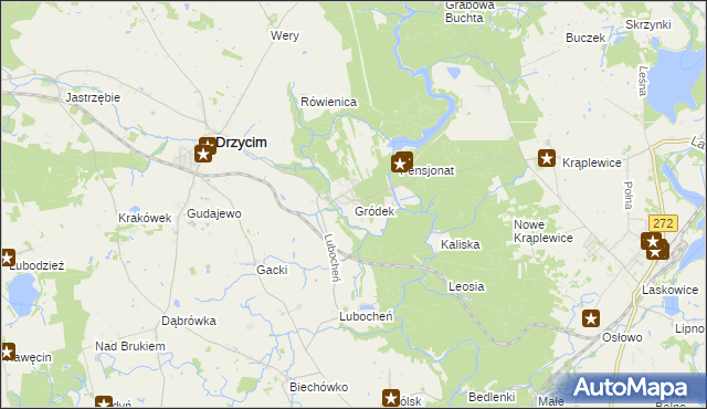 mapa Gródek gmina Drzycim, Gródek gmina Drzycim na mapie Targeo