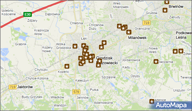 mapa Grodzisk Mazowiecki, Grodzisk Mazowiecki na mapie Targeo