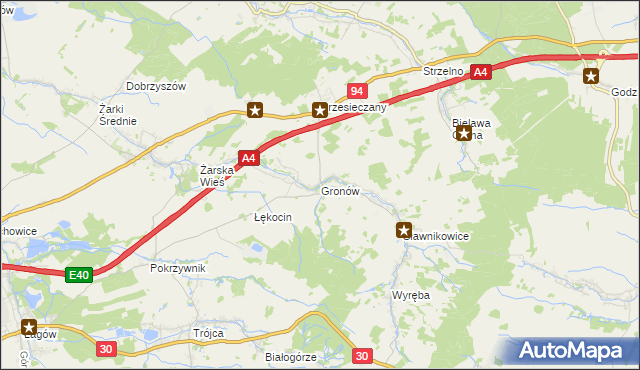 mapa Gronów gmina Zgorzelec, Gronów gmina Zgorzelec na mapie Targeo