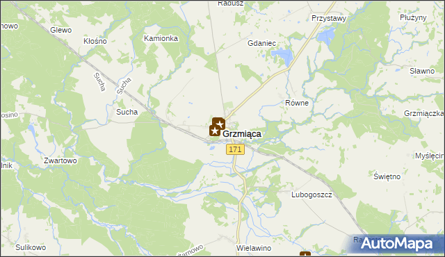 mapa Grzmiąca powiat szczecinecki, Grzmiąca powiat szczecinecki na mapie Targeo