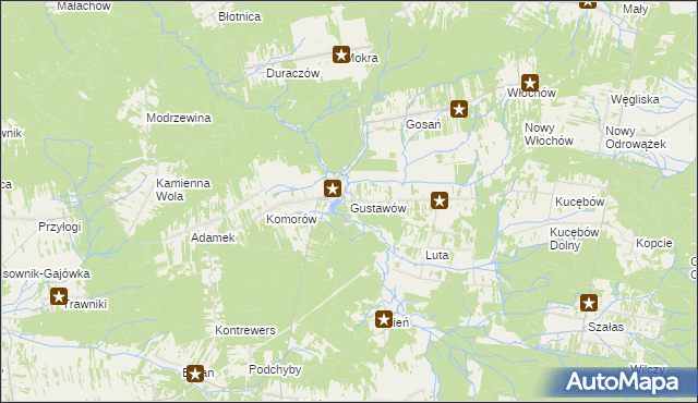 mapa Gustawów gmina Stąporków, Gustawów gmina Stąporków na mapie Targeo