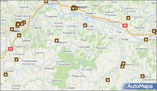mapa Harklowa gmina Skołyszyn, Harklowa gmina Skołyszyn na mapie Targeo