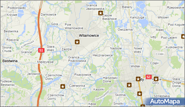 mapa Hecznarowice, Hecznarowice na mapie Targeo