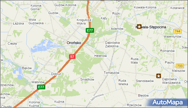 mapa Helenów gmina Orońsko, Helenów gmina Orońsko na mapie Targeo