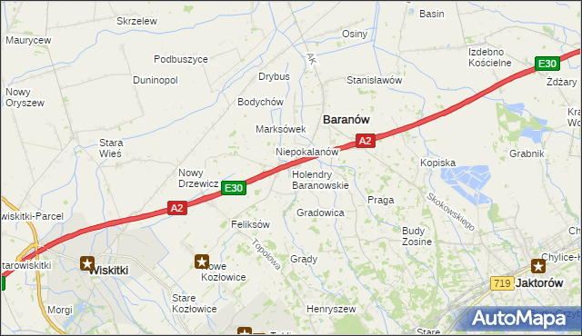 mapa Holendry Baranowskie, Holendry Baranowskie na mapie Targeo