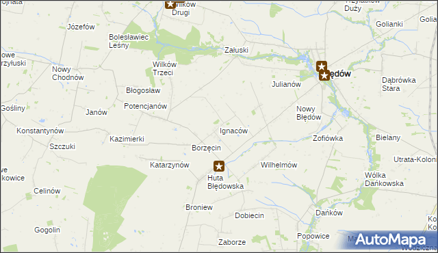 mapa Ignaców gmina Błędów, Ignaców gmina Błędów na mapie Targeo