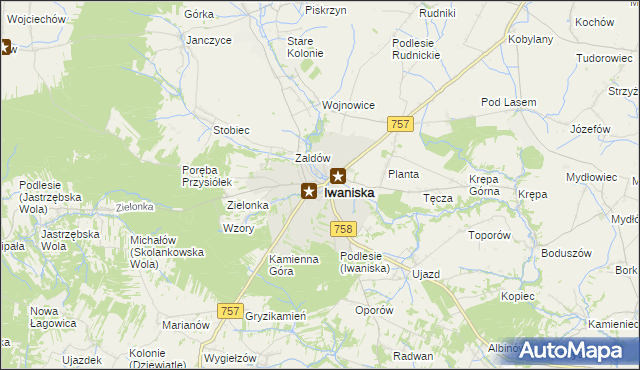 mapa Iwaniska, Iwaniska na mapie Targeo