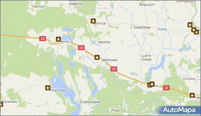 mapa Jabłonowo gmina Mirosławiec, Jabłonowo gmina Mirosławiec na mapie Targeo
