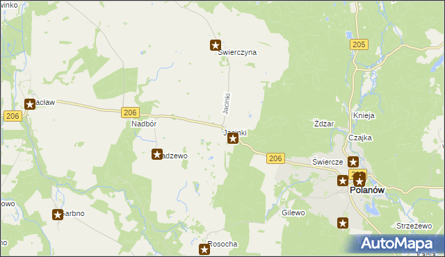 mapa Jacinki, Jacinki na mapie Targeo