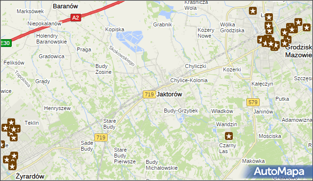mapa Jaktorów, Jaktorów na mapie Targeo