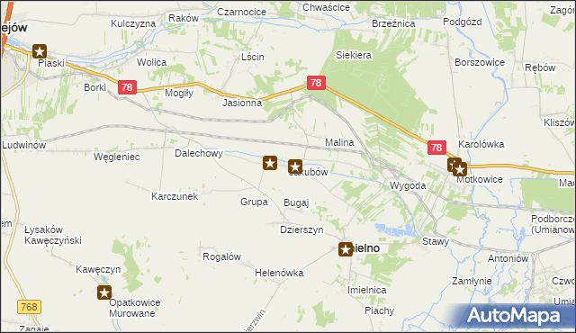 mapa Jakubów gmina Imielno, Jakubów gmina Imielno na mapie Targeo