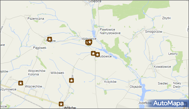 mapa Jakubowice gmina Wilków, Jakubowice gmina Wilków na mapie Targeo