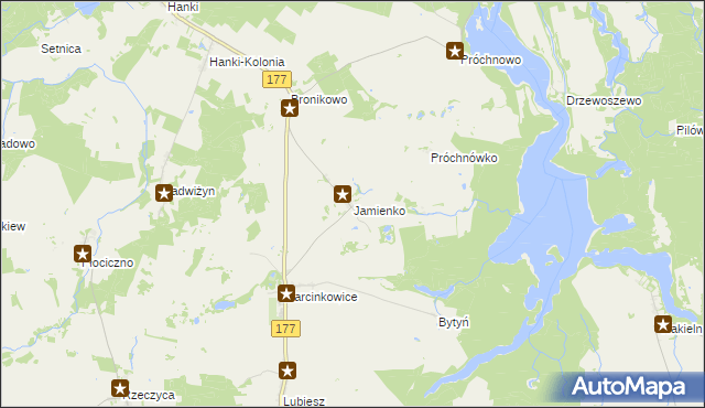 mapa Jamienko, Jamienko na mapie Targeo