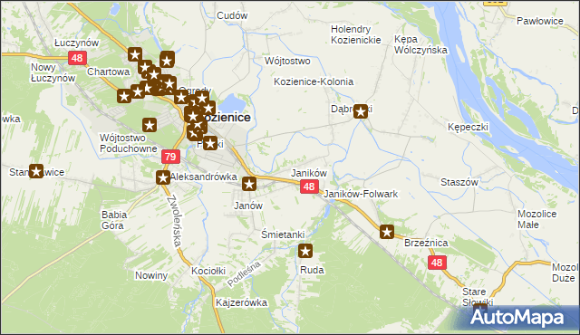 mapa Janików gmina Kozienice, Janików gmina Kozienice na mapie Targeo