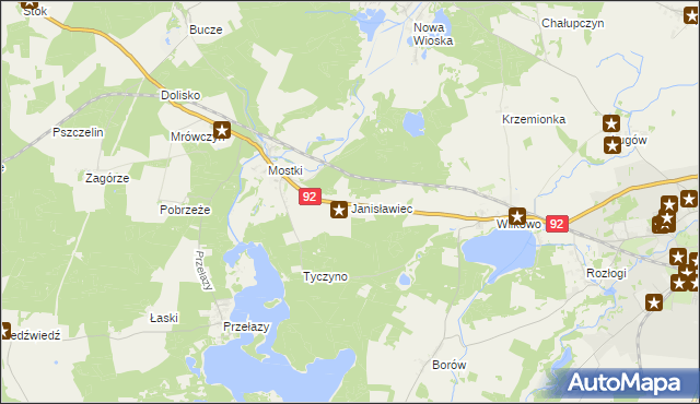 mapa Janisławiec, Janisławiec na mapie Targeo