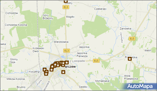 mapa Jasionka gmina Parczew, Jasionka gmina Parczew na mapie Targeo