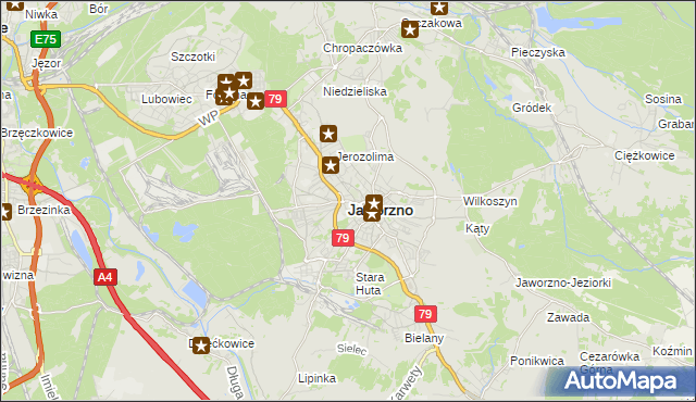 mapa Jaworzno, Jaworzno na mapie Targeo
