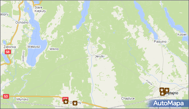 mapa Jerutki, Jerutki na mapie Targeo