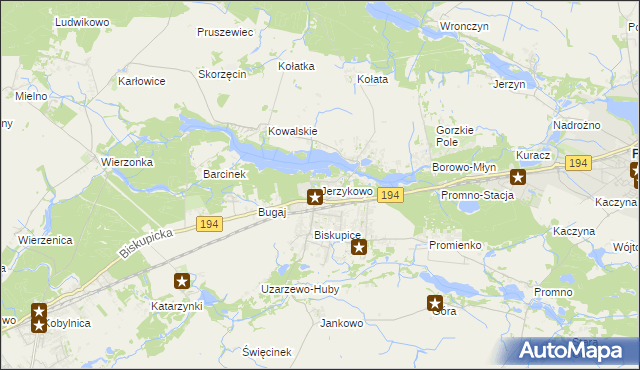 mapa Jerzykowo gmina Pobiedziska, Jerzykowo gmina Pobiedziska na mapie Targeo