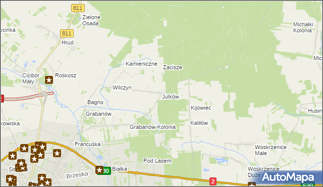 mapa Julków gmina Biała Podlaska, Julków gmina Biała Podlaska na mapie Targeo
