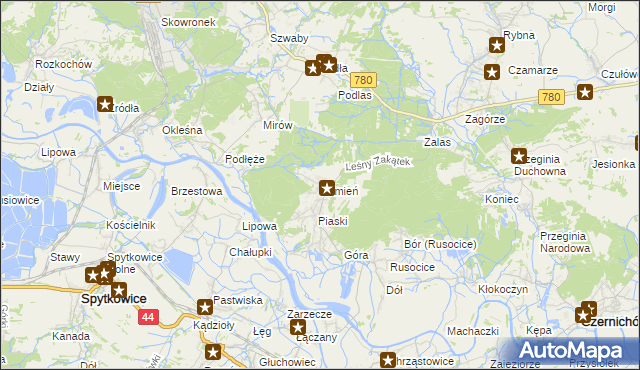 mapa Kamień gmina Czernichów, Kamień gmina Czernichów na mapie Targeo