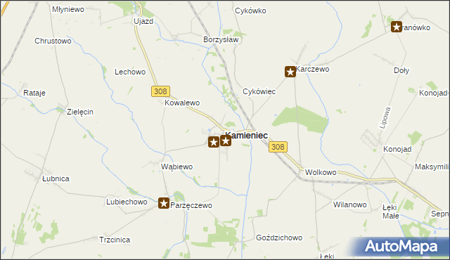 mapa Kamieniec powiat grodziski, Kamieniec powiat grodziski na mapie Targeo