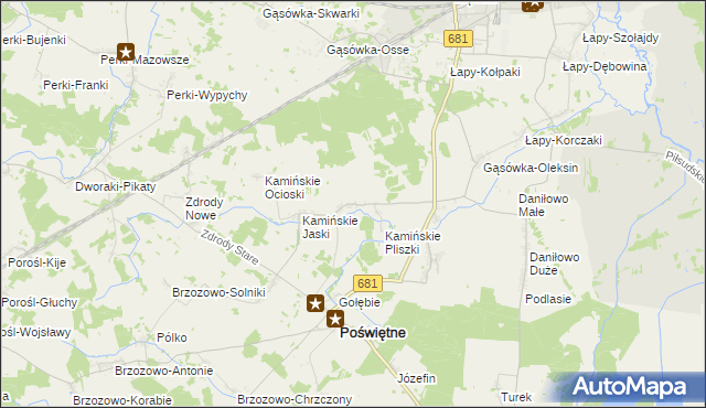 mapa Kamińskie Wiktory, Kamińskie Wiktory na mapie Targeo