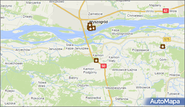 mapa Kamion gmina Młodzieszyn, Kamion gmina Młodzieszyn na mapie Targeo