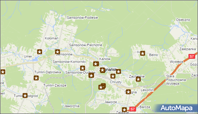 mapa Kaniów gmina Zagnańsk, Kaniów gmina Zagnańsk na mapie Targeo